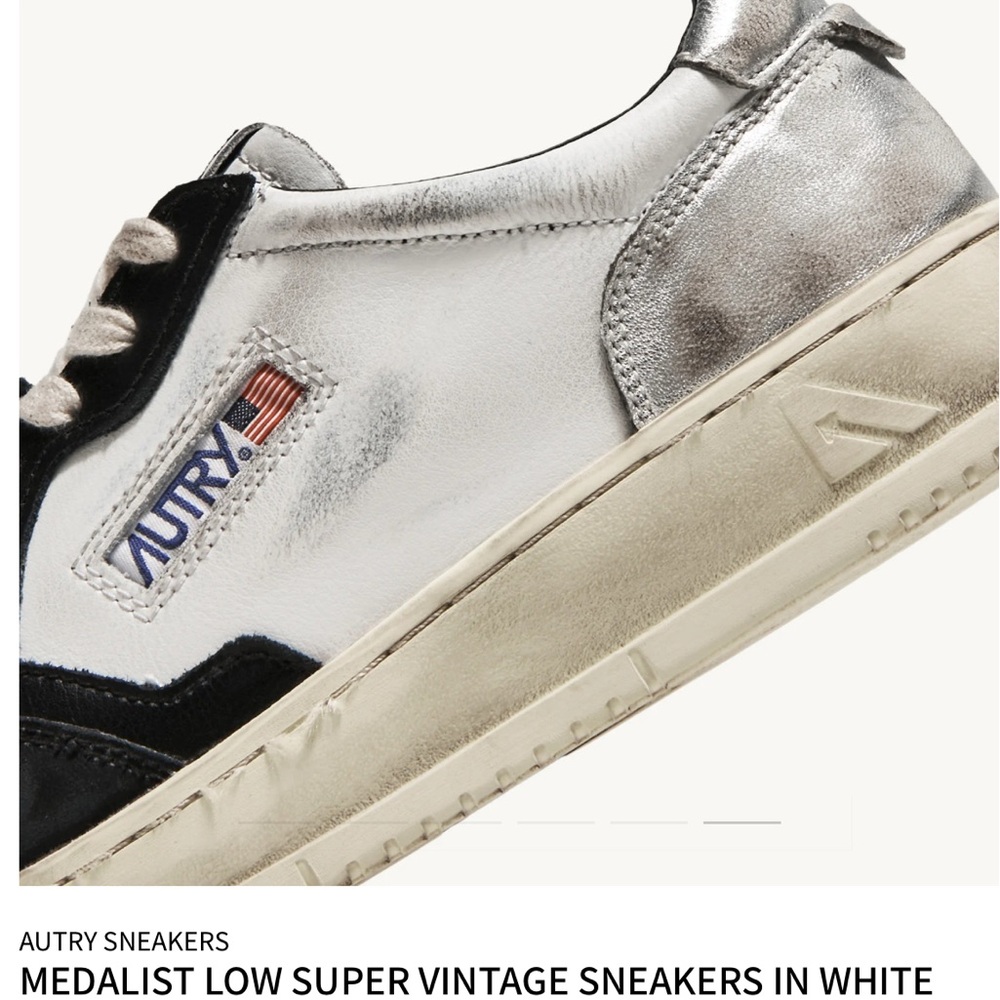 Autry Medalist Low Super Vintage Sneakers in White and Black
